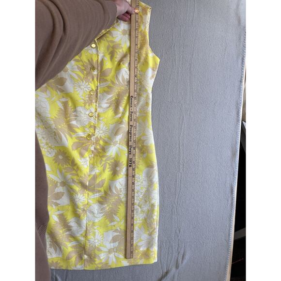 Vintage Size 10 Styled By Terry Chicago Yellow White Floral Button Front Dress - Picture 8 of 9
